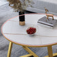 17"H Glam Coffee Table Slate Round Single Coffee Cocktail Table