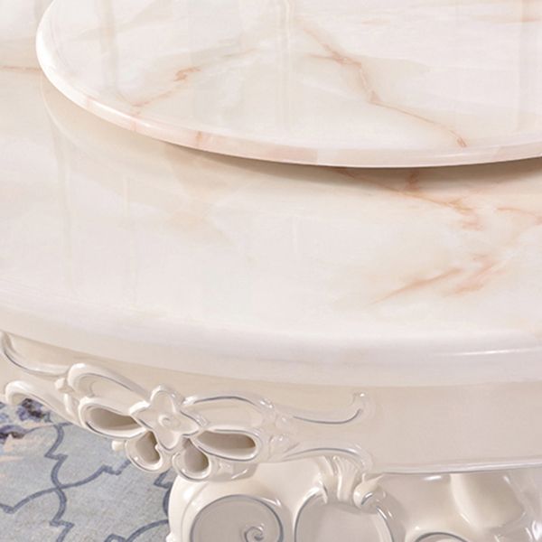 Stone Top Dining Table Round Dining Table with Wood Pedestal Base