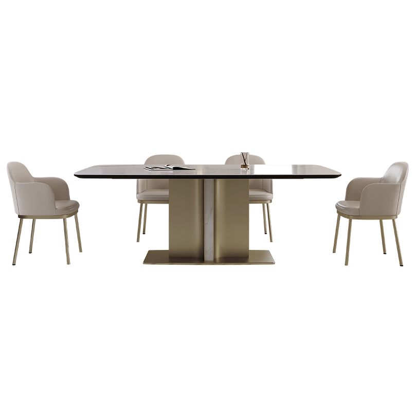 Nordic Glam Sintered Stone Rectangle Table Set 1/4/5/7 Pieces Dining Set for Home Clearhalo 'Dining Room Sets' 'Dining Tables & Seating' 'dining_room_set' 'furn' 'furn_dining_room_set' 'Furniture' 'Kitchen & Dining Furniture' 1200x1200_1c4a4e90-7a18-43a7-8913-8a443e756453