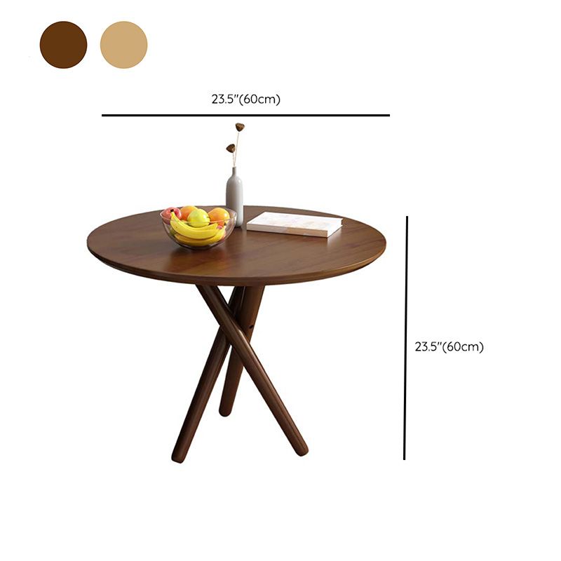 Mesa auxiliar de madera sólida 3 patas redonda de la sala de estar nórdica