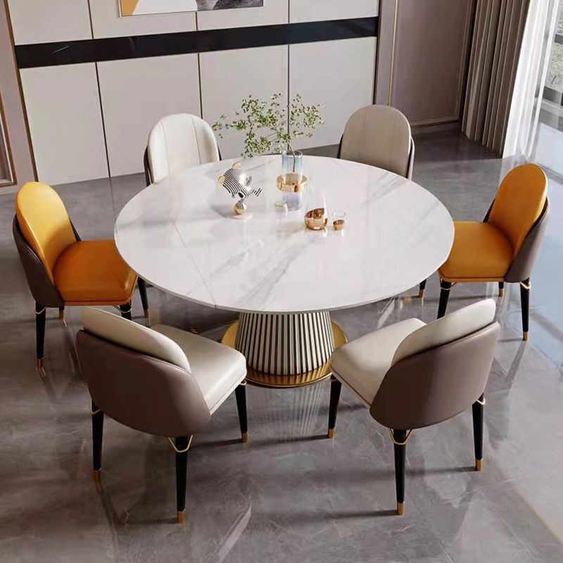 Glam Dining Set Stone 1/2/5/7 Pieces Dining Turntable Furniture for Home Clearhalo 'Dining Room Sets' 'Dining Tables & Seating' 'dining_room_set' 'furn' 'furn_dining_room_set' 'Furniture' 'Kitchen & Dining Furniture' 1200x1200_1c4ab098-0995-4300-be1b-9c712fe2cf72