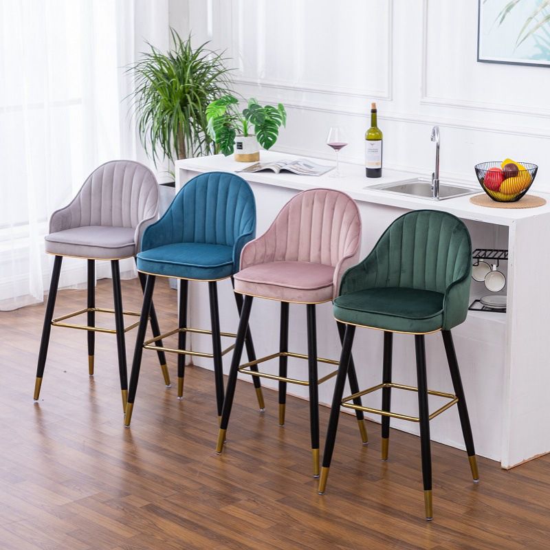 Scandinavian Restaurant Armed Stool Matte Finish Velvet Barstool Clearhalo 'Bar Furniture' 'Bar Stools' 'bar_stools' 'Furniture' 'furniture_bar_stools' 'Kitchen & Dining Furniture' 1200x1200_1c4b842c-e279-4592-ad1d-e1ec11db9adb