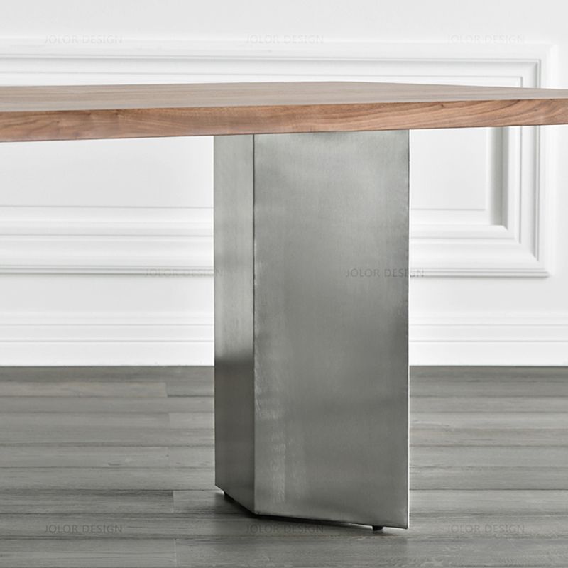 Industrial Solid Wood Table for Restaurant Rectangle Table with Double Pedestal Clearhalo 'Dining Tables & Seating' 'Dining Tables' 'dining_table' 'furn' 'furn_dining_table' 'Furniture' 'furniture_dining_table' 'Kitchen & Dining Furniture' 1200x1200_1c4c738e-a1af-4e7a-95f0-d2ecc1abd003