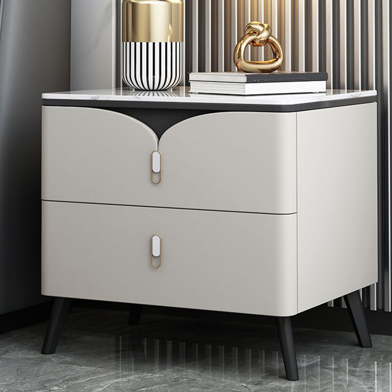 18 Inch H Night Table Modern Solid Wood 2-Drawer Stone Top Faux Leather Nightstand Clearhalo 'Bedroom Furniture' 'furn' 'furn_night_stand' 'Furniture' 'night_stand' 'Nightstands' 1200x1200_1c4d8a93-15a2-47f4-a2f1-b8072938b795