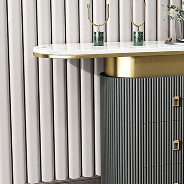 Tavolo da tavolo da divano in marmo di glam ovale tavolo da divano con cassetto per Hall