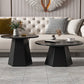 Mid-Century Iron Round Pedestal Coffee Cocktail Table Set in Black & White