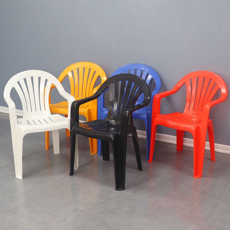 Contemporary Style Arm Chair Plastic Slat Back Stacking Dining Side ...