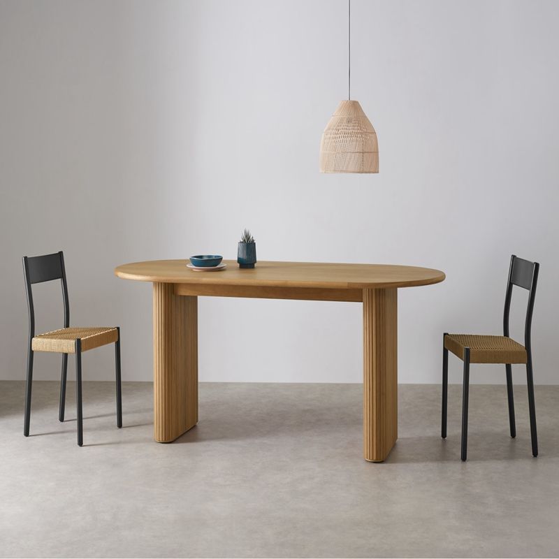 Modern Solid Wood Dining Table Oval Table with Double Pedestal Clearhalo 'Dining Tables & Seating' 'Dining Tables' 'dining_table' 'furn' 'furn_dining_table' 'Furniture' 'furniture_dining_table' 'Kitchen & Dining Furniture' 'kitchen' 'kitchen_dining_table' 1200x1200_1c506a55-890f-48de-8582-19ba5b12aa7d