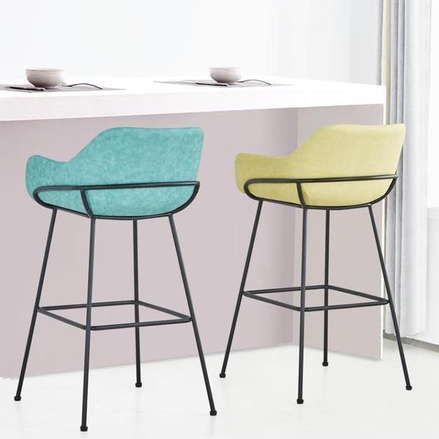 Scandinavian Faux Leather Upholstered Counter Stool with 4 Legs in Matte Finish for Home Clearhalo 'Bar Furniture' 'Bar Stools' 'bar_stools' 'furn' 'furn_bar_stools' 'Furniture' 'Kitchen & Dining Furniture' 1200x1200_1c52de9d-c42f-46be-9c4b-05c5e4a3d3f9