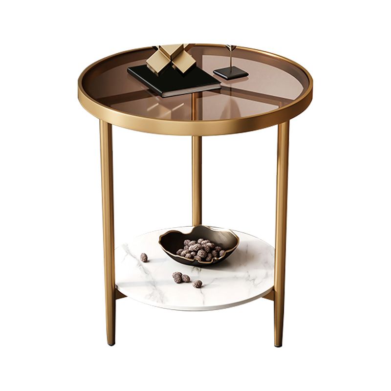 19.69" W x 19.69" D x 22.83" H Side End Table Glass Round Side Table with Shelf