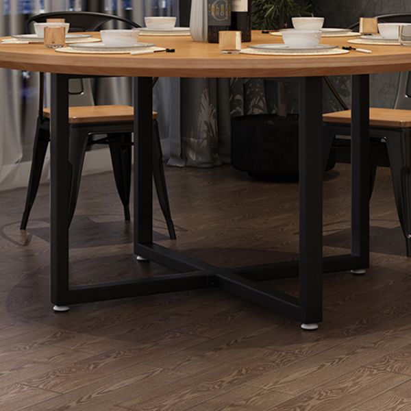 Pine Solid Wood Round Dining Table Iron Sled Base Dining Table for Dining