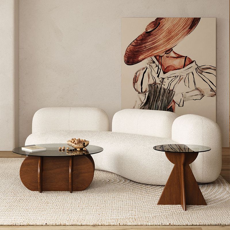 Contemporary Style Side End Table Solid Wood Sofa Side Accent Table Round Side End Table