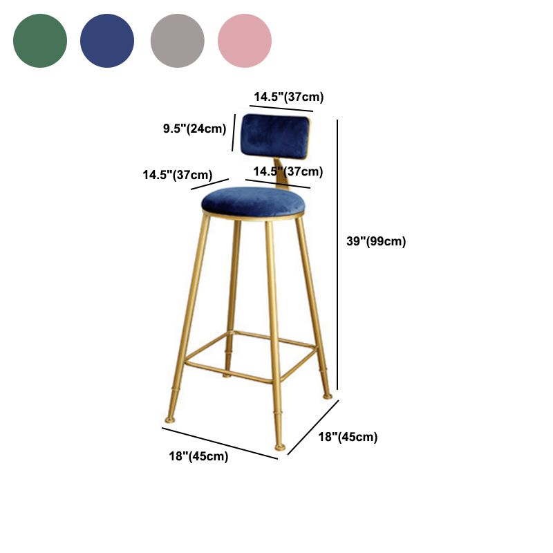Glam Upholstered Bar Stools Footrest Backrest Coffee Shop Counter Bar Stool Clearhalo 'Bar Furniture' 'Bar Stools' 'bar_stools' 'furn' 'furn_bar_stools' 'Furniture' 'Kitchen & Dining Furniture' 1200x1200_1c591acd-9cec-43bb-9c14-6e4898085966
