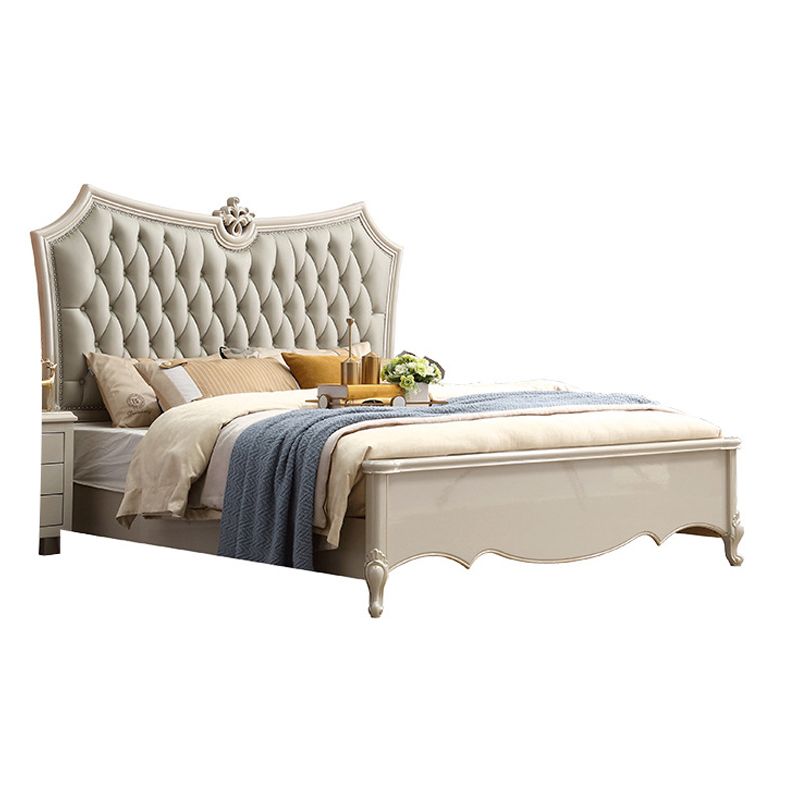 84.65 inch Wide Victorian Bed Pine Wood Standard Bed with Upholstered Headboard Clearhalo 'Bedroom Furniture' 'Beds' 'furn' 'furn_beds' 'Furniture' 1200x1200_1c593ab9-5713-4f04-8053-ced26709afb2