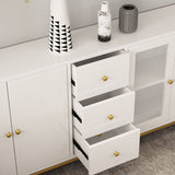 Server da pranzo del cassetto in legno ingegnerizzato bianco con gambe metalliche