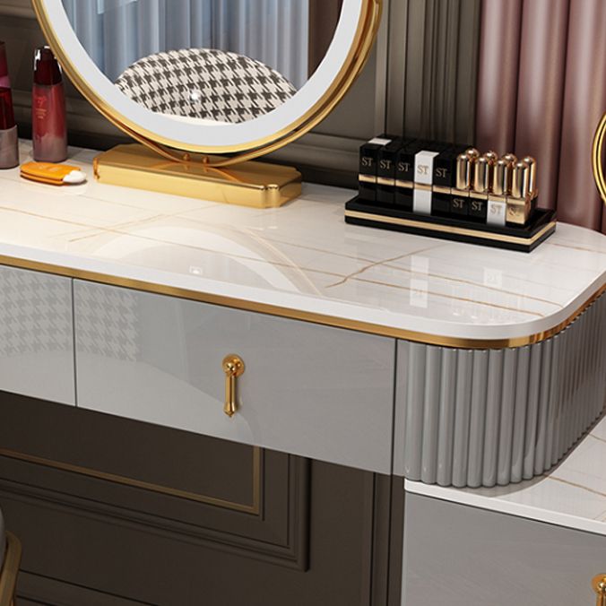 Bedroom Lighted Mirror With Drawer Wooden Glam Make-up Vanity Clearhalo 'Bedroom Furniture' 'furn' 'furn_makeup_vanities' 'Furniture' 'Makeup Vanities' 'makeup_vanities' 1200x1200_1c5b8275-5d3a-4b52-9634-bcaf55b36c4c