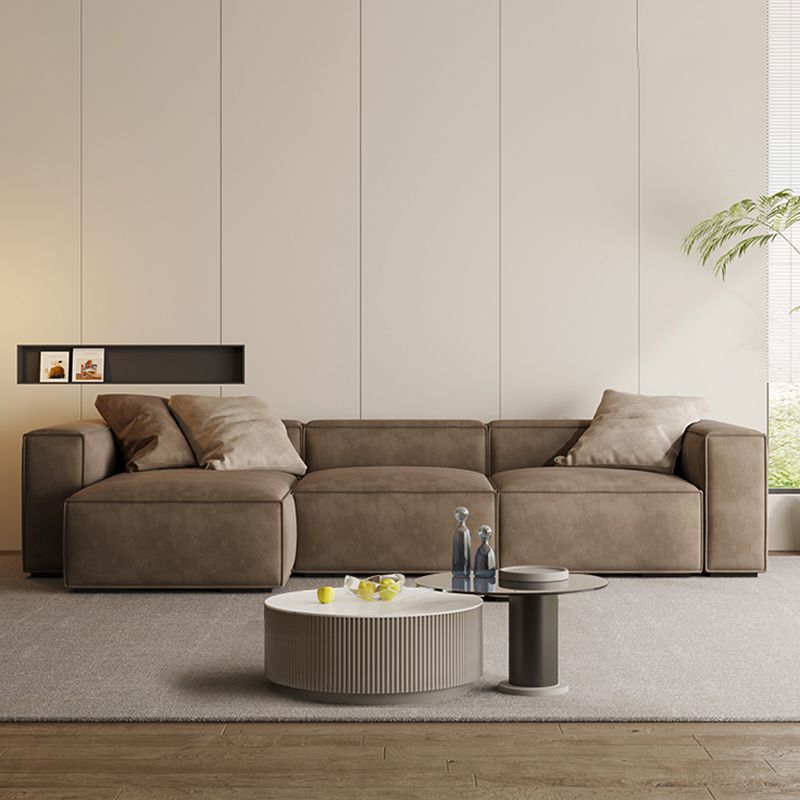 リビングルームの茶色の現代の染色抵抗性四角い腕ソファ