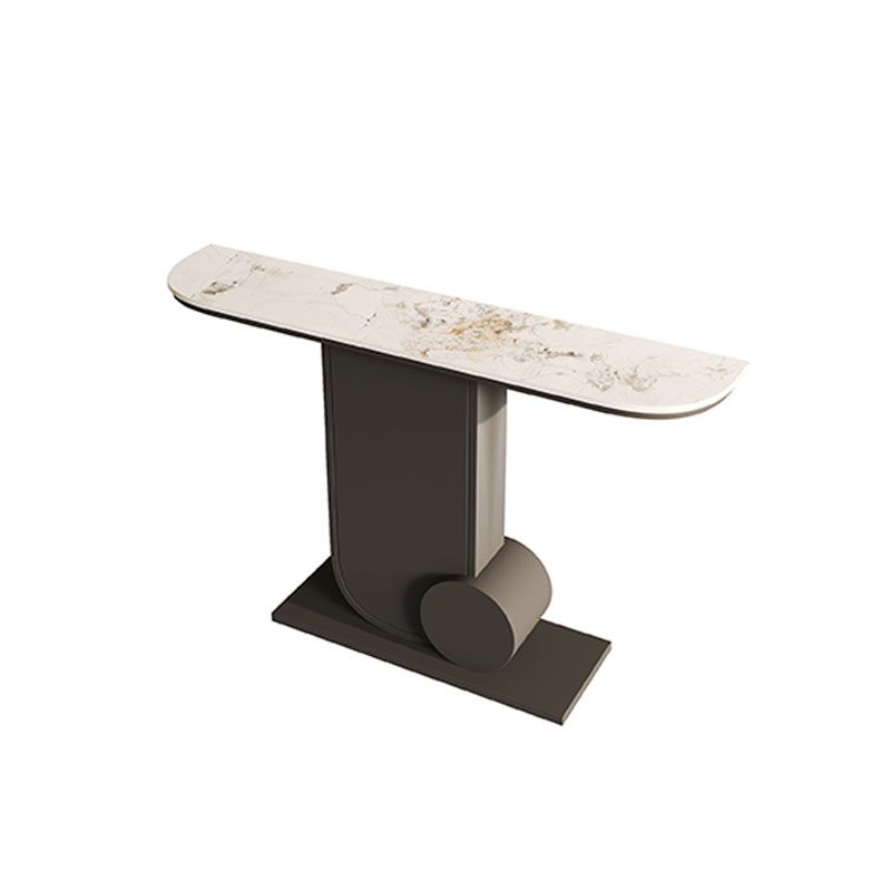 12 Inch Wide Accent Table Glam Half Moon Stone Console Table