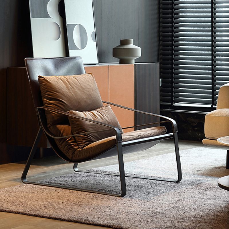 Mid-Century Modern Accent Armchair with Loose Back and Sled Base Clearhalo 'Accent Chairs' 'accent_chairs' 'Chairs & Seating' 'furn' 'furn_accent_chairs' 'Furniture' 'Living Room Furniture' 1200x1200_1c601782-a6a8-4b99-a350-0a814e6eb095