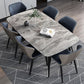 Contemporary Rectangle Dining Table Grey Sintered Stone Dining Table with 4 Black Legs Clearhalo ' dining_table' 'Dining Tables & Seating' 'Dining Tables' 'furn' 'furn_dining_table' 'Furniture' 'furniture_dining_table' 'Kitchen & Dining Furniture' 'kitchen&dining_furn' 'kitchen' 'kitchen_dining_table' 1200x1200_1c601d99-72aa-44c8-ae36-21a65bc38ab1