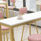 1/5/9 pièces Glam Glam Iron Bar Table Recangle Recangle Bistro en marbre Faux White avec repose-pieds