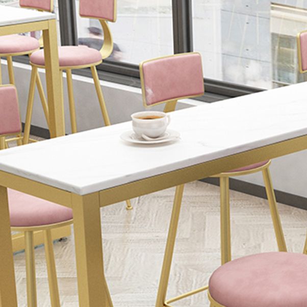 1/5/9 pièces Glam Glam Iron Bar Table Recangle Recangle Bistro en marbre Faux White avec repose-pieds