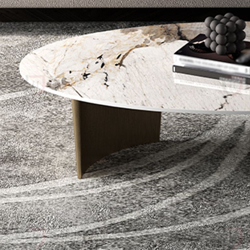 14.9 "H moderne stijl slee metalen basis ronde leisteen salontafel voor woonkamer