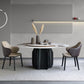 Mesa de comedor redonda Top de piedra moderna Mesa de comedor con pedestal de madera maciza