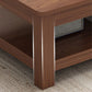 Modern 17.7" H Brown/ Natural Rectangle Wooden 4 Legs Coffee Table with Shelf