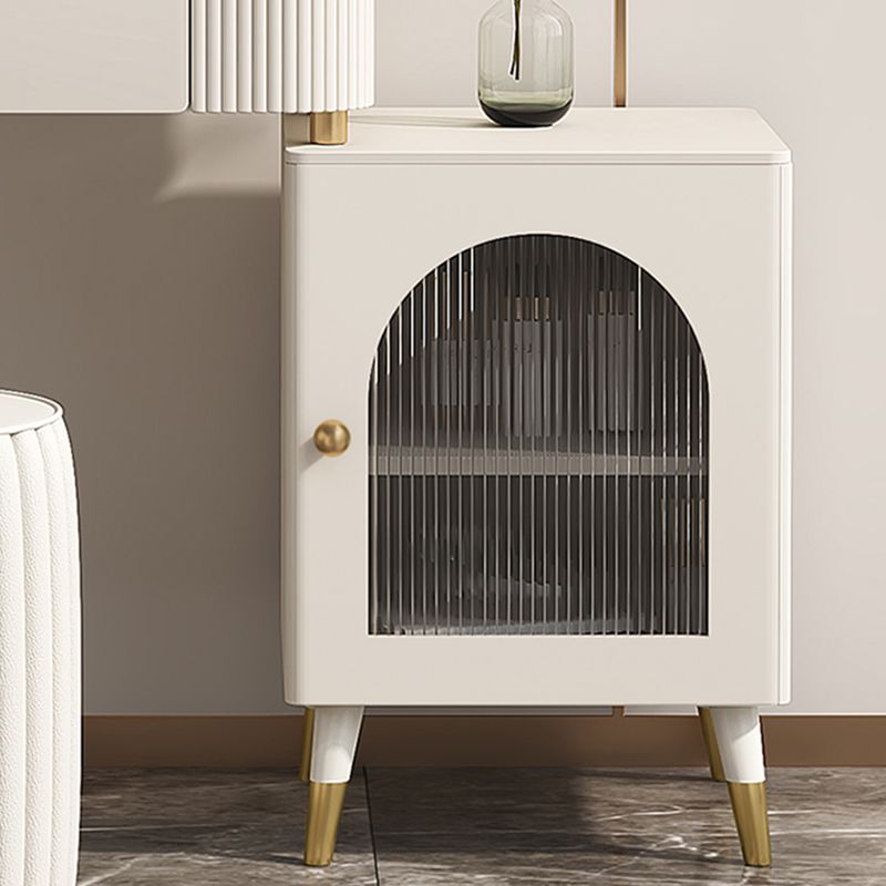 Contemporary Metal Vanity with Glass Accent Vanity Set with Stool Clearhalo 'Bedroom Furniture' 'furn' 'furn_makeup_vanities' 'Furniture' 'Makeup Vanities' 'makeup_vanities' 1200x1200_1c646868-788f-4c1f-a285-d0f4706c6b97