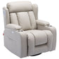 33.9" Wide Genuine Leather Manual/Power Standard Recliner White Message