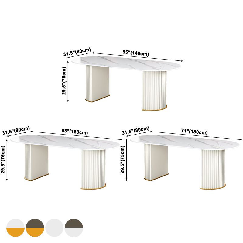 Oval Double Pedestal Dining Table Stone Furniture for Dining Room Home Clearhalo ' dining_table' 'Dining Tables & Seating' 'Dining Tables' 'Furniture' 'furniture_dining_table' 'Kitchen & Dining Furniture' 'kitchen&dining_furn' 'kitchen' 'kitchen_dining_table' 1200x1200_1c65a66e-1937-4713-b962-726e8f29159c