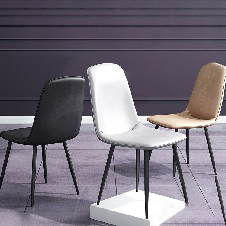 Contemporary Metal Dining Side Chair Dining Room Armless Solid Back Single Chair Clearhalo ' kitchen&dining_furn' 'Dining Chairs' 'Dining Tables & Seating' 'dining_chair' 'furn' 'furn_dining_chair' 'Furniture' 'furniture_dining_chair' 'Kitchen & Dining Furniture' 'kitchen' 1200x1200_1c6885d4-4f41-4092-a379-8ac95e65a53d