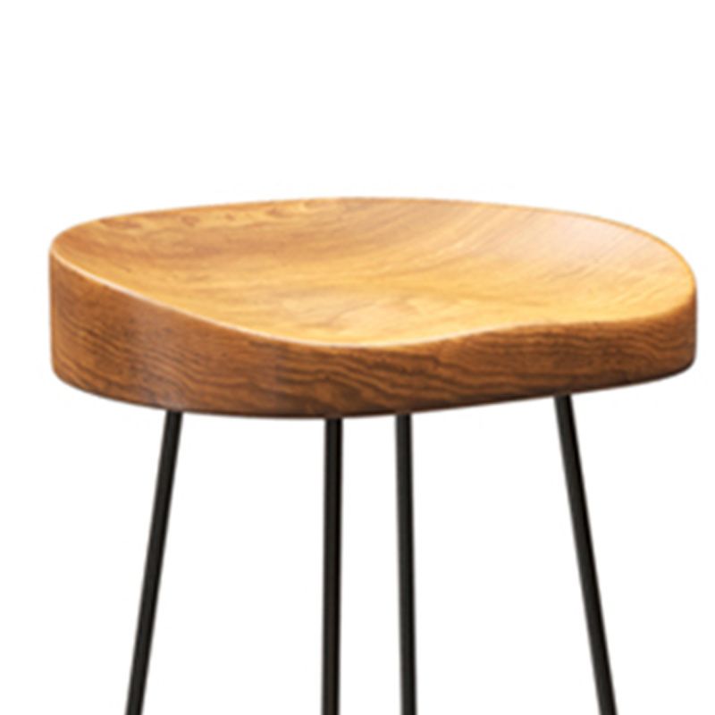 Taburete de bar de estilo industrial, taburete de bar de madera con patas de metal para el hogar