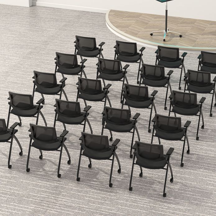 Chaise de conférence moderne à bras fixes, chaise de conférence en acier coulissante