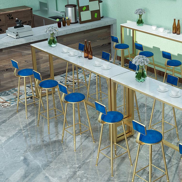 Glam Marble Bistro Bar Table with Rectangle Table Top Trestle Table - 41.3" H , Only Table Clearhalo 'Bar Furniture' 'Bar Tables' 'bar_tables' 'furn' 'furn_bar_tables' 'Furniture' 'furniture_bar_tables' 'Kitchen & Dining Furniture' 1200x1200_1c6b8aaf-11dd-42f2-9bd7-e353f1cefe62