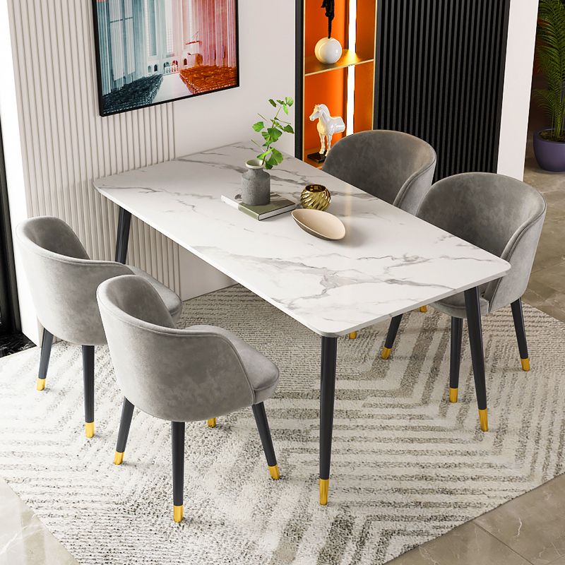 Modern Indoor 1/4/5/7 Pieces Dining Set Rectangle Stone Top Legs Dinette Set Clearhalo 'Dining Room Sets' 'Dining Tables & Seating' 'dining_room_set' 'furn' 'furn_dining_room_set' 'Furniture' 'Kitchen & Dining Furniture' 1200x1200_1c6c2117-0931-45d7-9131-0b40e1842b01
