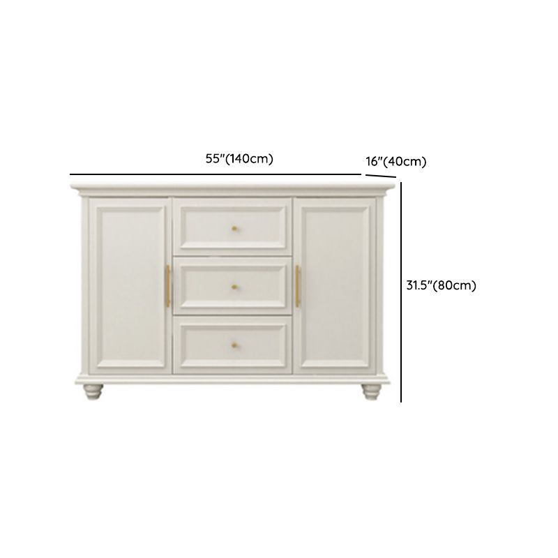 Contemporary White Buffet Sideboard Solid Wood Sideboard Cabinet with Drawers and Doors Clearhalo 'buffet_sideboard' 'Buffets & Sideboards' 'furn' 'furn_buffet_sideboard' 'Furniture' 'Kitchen & Dining Furniture' 1200x1200_1c6c5935-e5b3-48ec-a8eb-c0649b470c9b