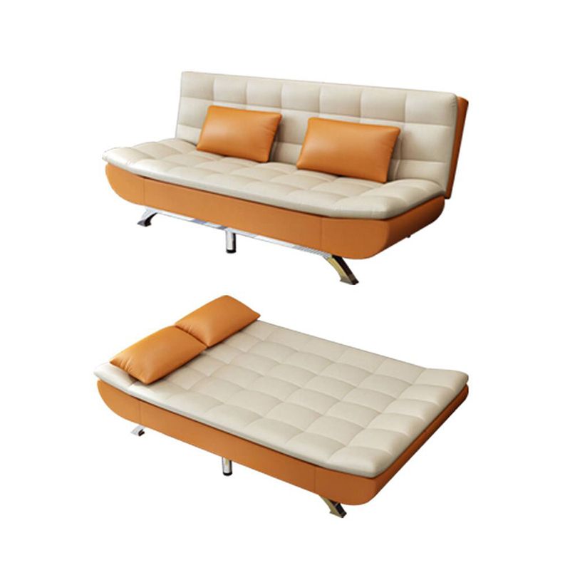 Pillow Included Sofa Futon Armless Futon Sofa Bed with Metal Legs