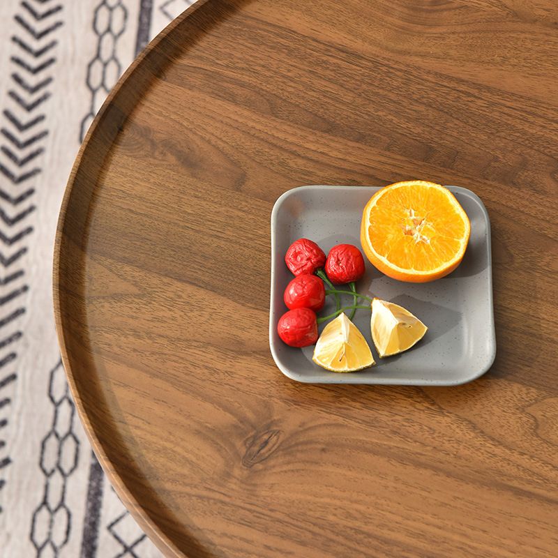 3 Legs Base Design Black Base Plate Countertop Walnut/wood Round Side Table