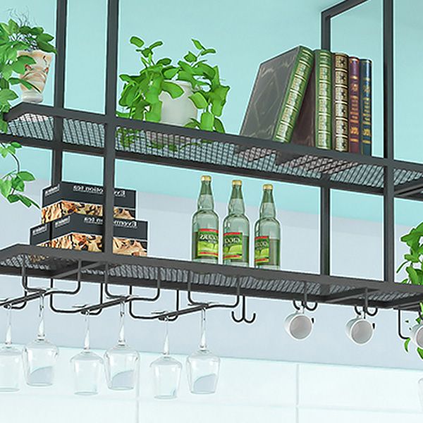 Metal Hanging Wine Glass Rack Modern Black Wine Rack Kit with Shelves Clearhalo 'furn' 'furn_wine_racks' 'Furniture' 'Kitchen & Dining Furniture' 'Wine Racks' 'wine_racks' 1200x1200_1c7115e0-5819-4656-ada3-ddd1b9cd1a55