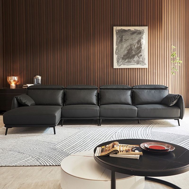 Sofá de brazo de almohada de almohada de cuero de cuero genuino