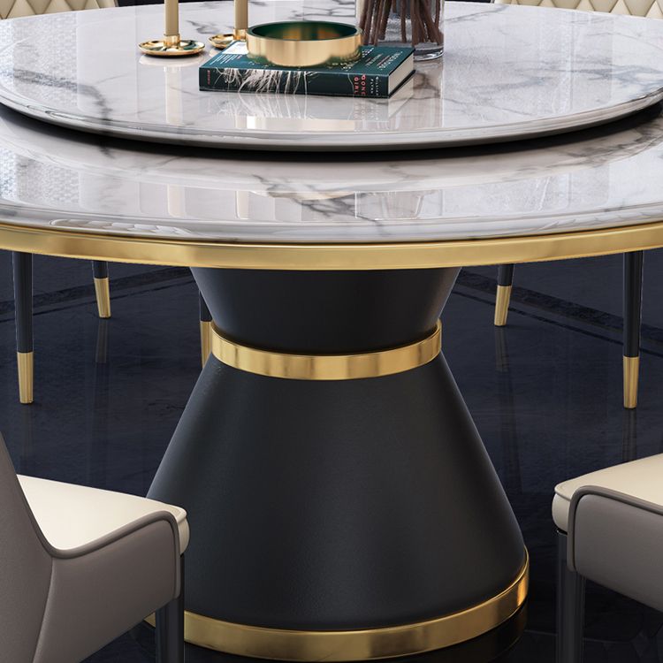 Marble Dining Table Contemporary Style Single Pedestal Base Table for Dining Room Clearhalo ' dining_table' 'Dining Tables & Seating' 'Dining Tables' 'furn' 'furn_dining_table' 'Furniture' 'furniture_dining_table' 'Kitchen & Dining Furniture' 'kitchen&dining_furn' 'kitchen' 'kitchen_dining_table' 1200x1200_1c721718-52af-4a34-a120-64bde6763639