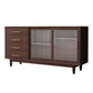 Twee deuren vier laden Sideboard Bruin 32-inch hoogtebuffettafel voor woonkamer