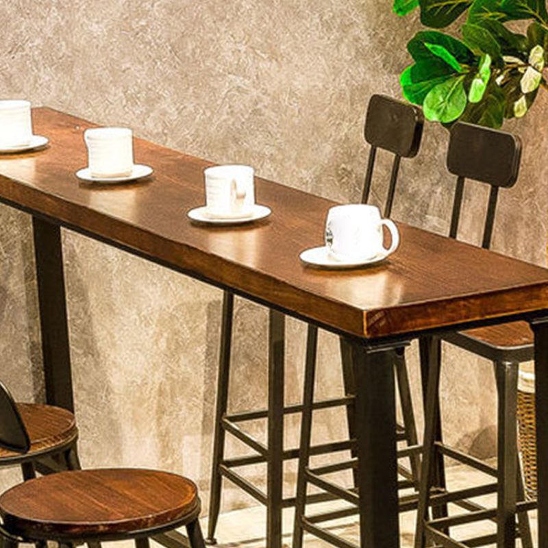 Solid Wood Bar Table Industrial Bar Dining Table with Trestle Base in Black Clearhalo 'Bar Furniture' 'Bar Tables' 'bar_tables' 'furn' 'furn_bar_tables' 'Furniture' 'furniture_bar_tables' 'Kitchen & Dining Furniture' 1200x1200_1c737770-8ca7-48d6-bc34-8def9d76e876