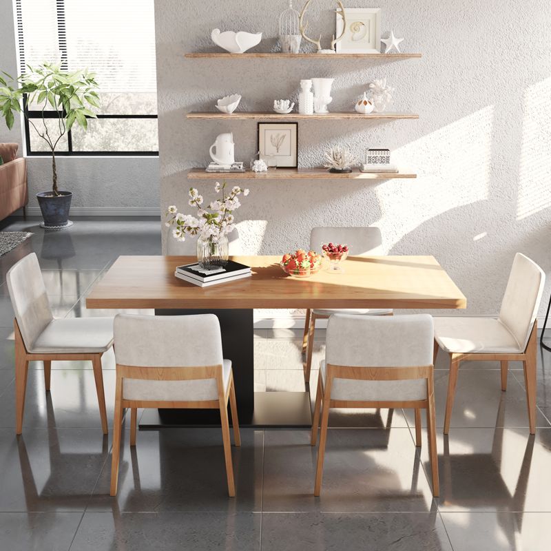 Industrial Pine Wood Table for Restaurant Rectangle Kitchen Table with Pedestal Base Clearhalo 'Dining Tables & Seating' 'Dining Tables' 'dining_table' 'furn' 'furn_dining_table' 'Furniture' 'Kitchen & Dining Furniture' 1200x1200_1c75626b-34ed-4d55-b179-8bee4850a52c