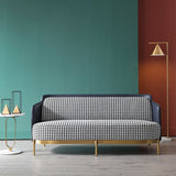 Moderner Schwalbengirl -Sofa Stoff und Leder -Häpste -Armsofa in Blau