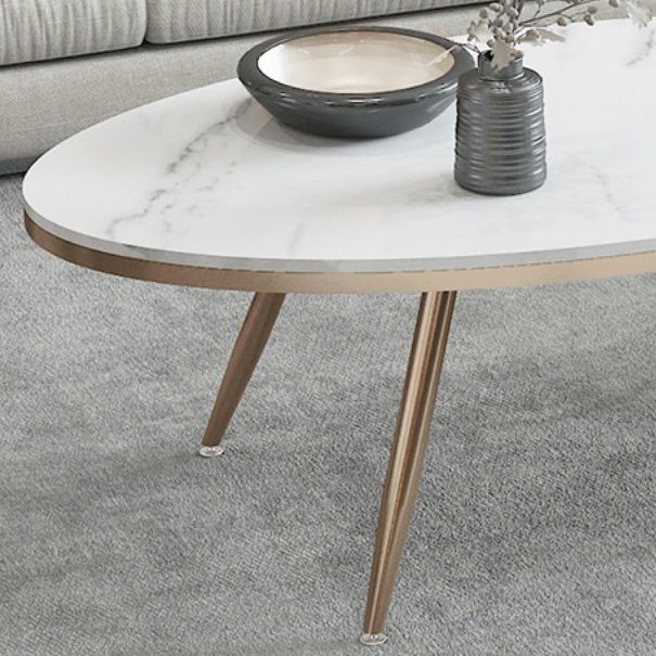 White Oval Stone Top Coffee Table with 4 Iron Legs Single Coffee Table Clearhalo 'Coffee & Accent Tables' 'Coffee Tables' 'coffee_tables' 'furn' 'furn_coffee_tables' 'Furniture' 'Living Room Furniture' 1200x1200_1c7641f9-3df5-4b1f-9433-229d54917ee3