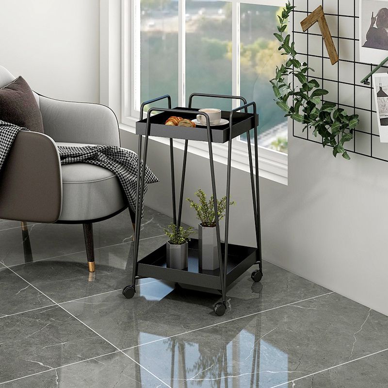 Mesa de esquina cuadrada de mediados de siglo Bandeja de metal de la bandeja de metal Topil final con almacenamiento