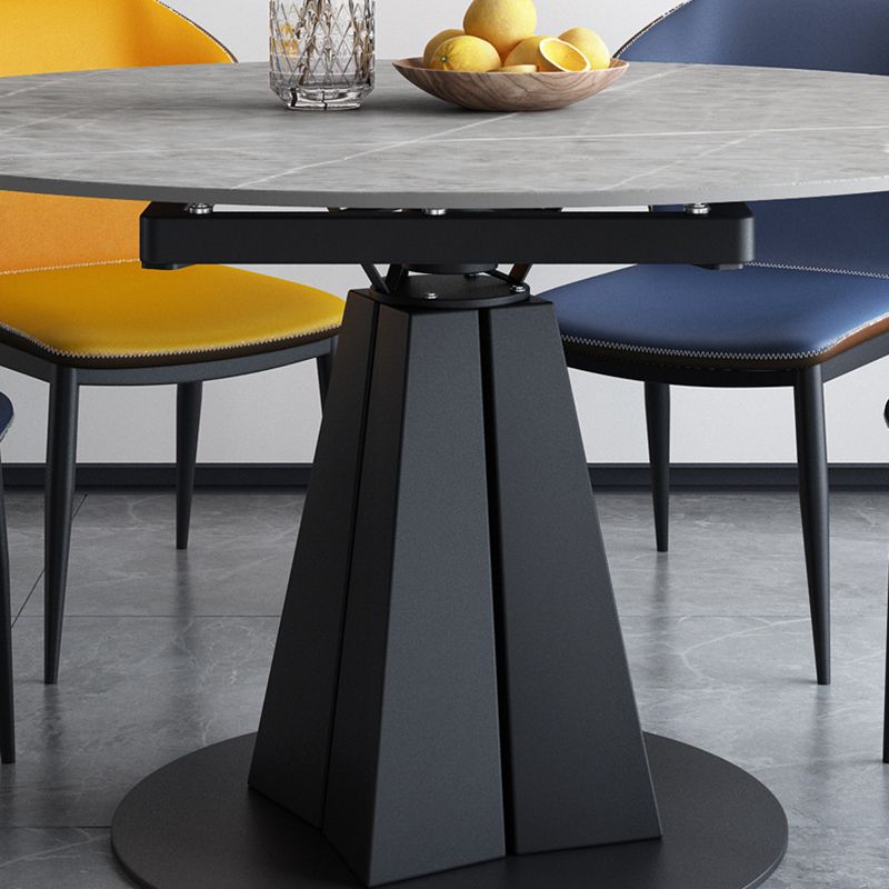 Moderne gesinterde stenen eettafel ronde tafel met metalen poten voor thuisgebruik